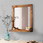Weathered Grey Bath Mirror with Shelve